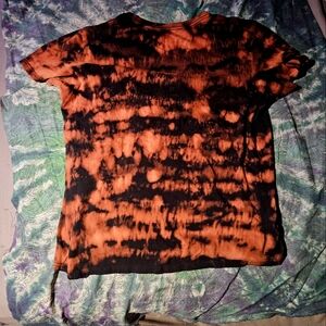 Crafted black n bleach demonic faces custom  tye dye the shirt